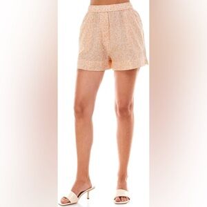 New WAYF Naima Smocked Waist Shorts in Peach Vines Size Large